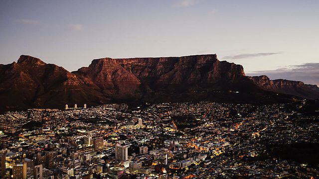 Table Mountain and Cape Town at dusk